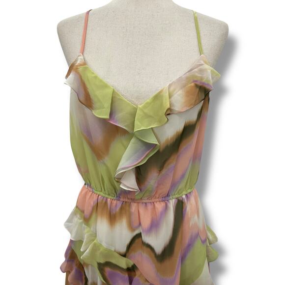 NEW Steve Madden Delphine Ruffle Dress Size XL Pastel Marble Midi Cocktail NWT - Picture 7 of 14
